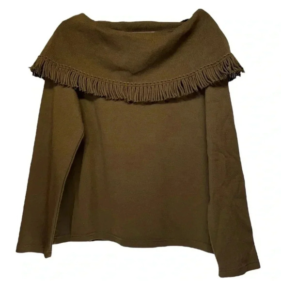 Brown Off-the-Shoulder Sweater with Cowl Neck - Picture 1 of 3